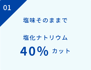 塩味そのままで塩化ナトリウム40%カット